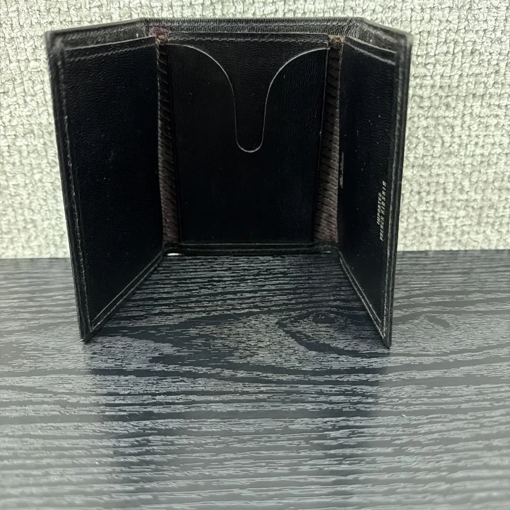 Di Lido Black Imported‎ Black French Kidskin Tri fold Wallet Mens Classic